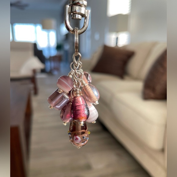 Handmade Purple Bead Grape Hand Bag Charm Keychain Snap Hook Clip - Picture 5 of 5